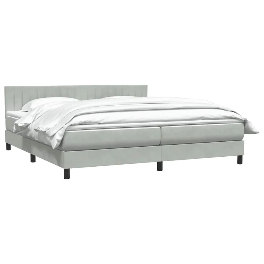 Sommier à lattes de lit et matelas gris clair 200x210cm velours - 3