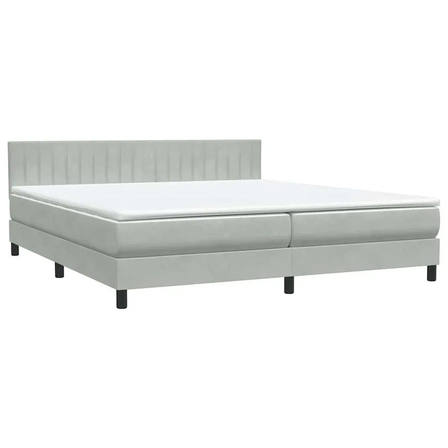 Sommier à lattes de lit et matelas gris clair 200x210cm velours - 4