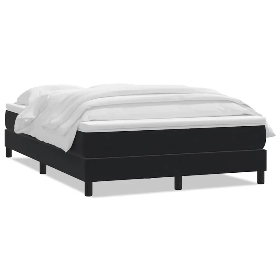 Sommier à lattes de lit avec matelas noir 140x210 cm velours - 2