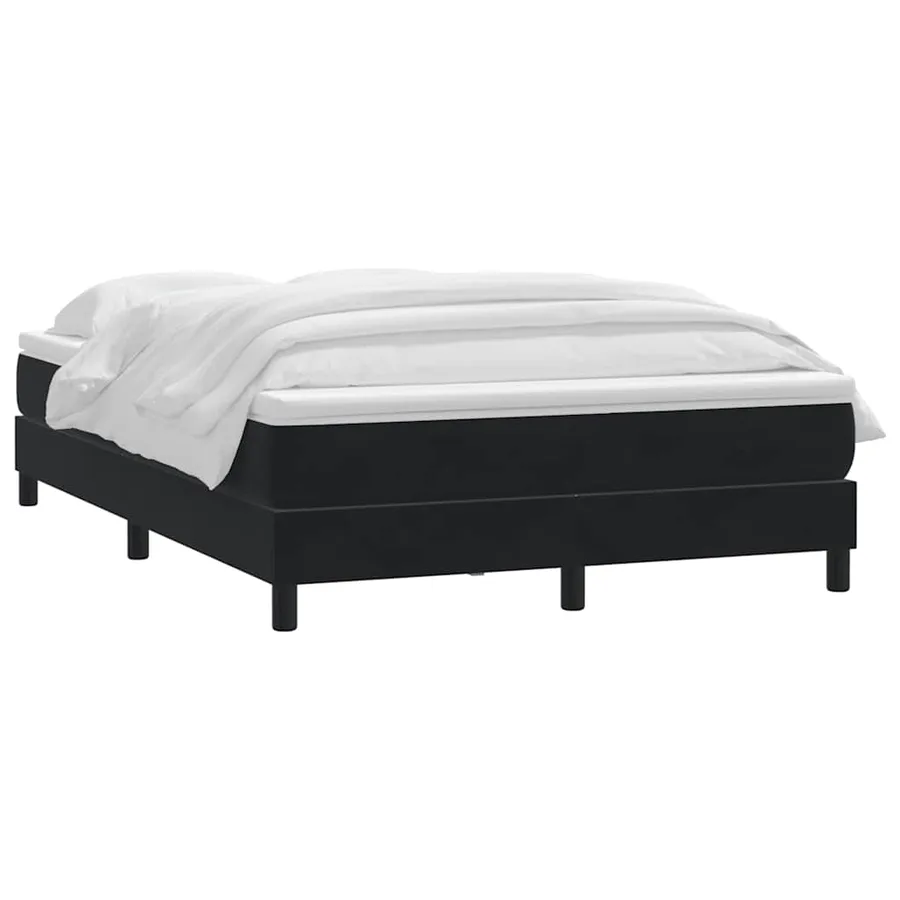 Sommier à lattes de lit avec matelas noir 140x210 cm velours - 3
