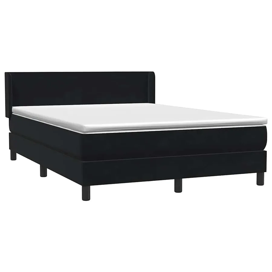 Sommier à lattes de lit avec matelas noir 140x210 cm velours - 4