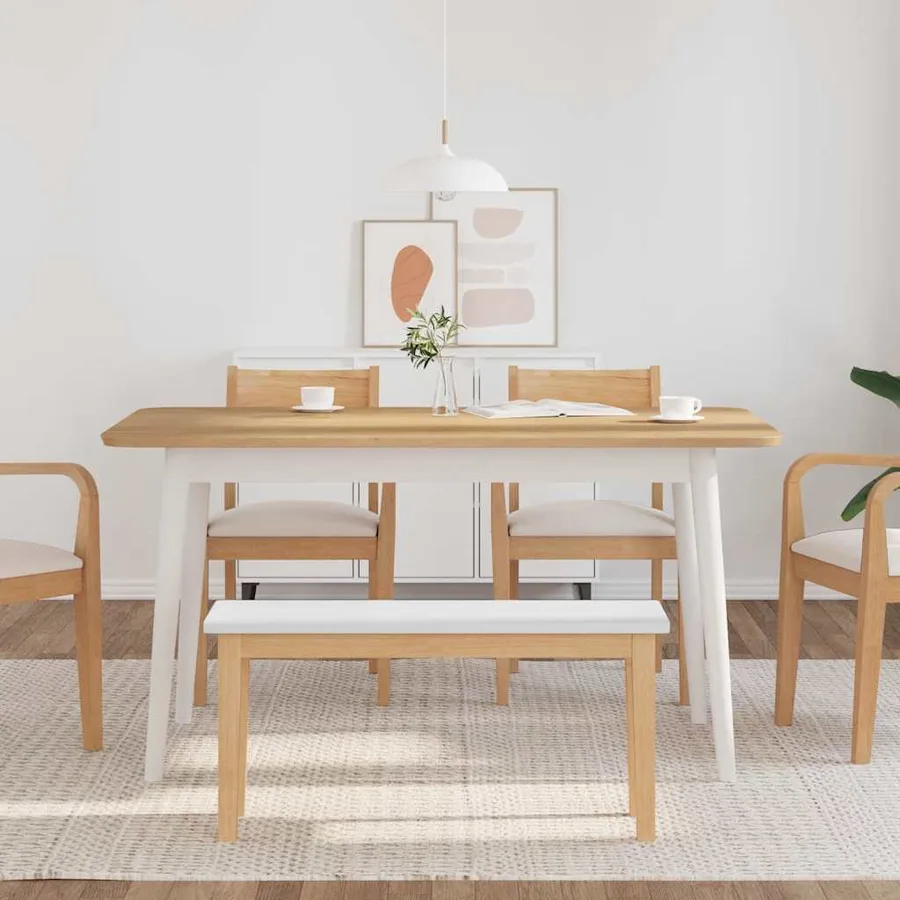 Banc 90 cm bois massif caoutchouc - 3