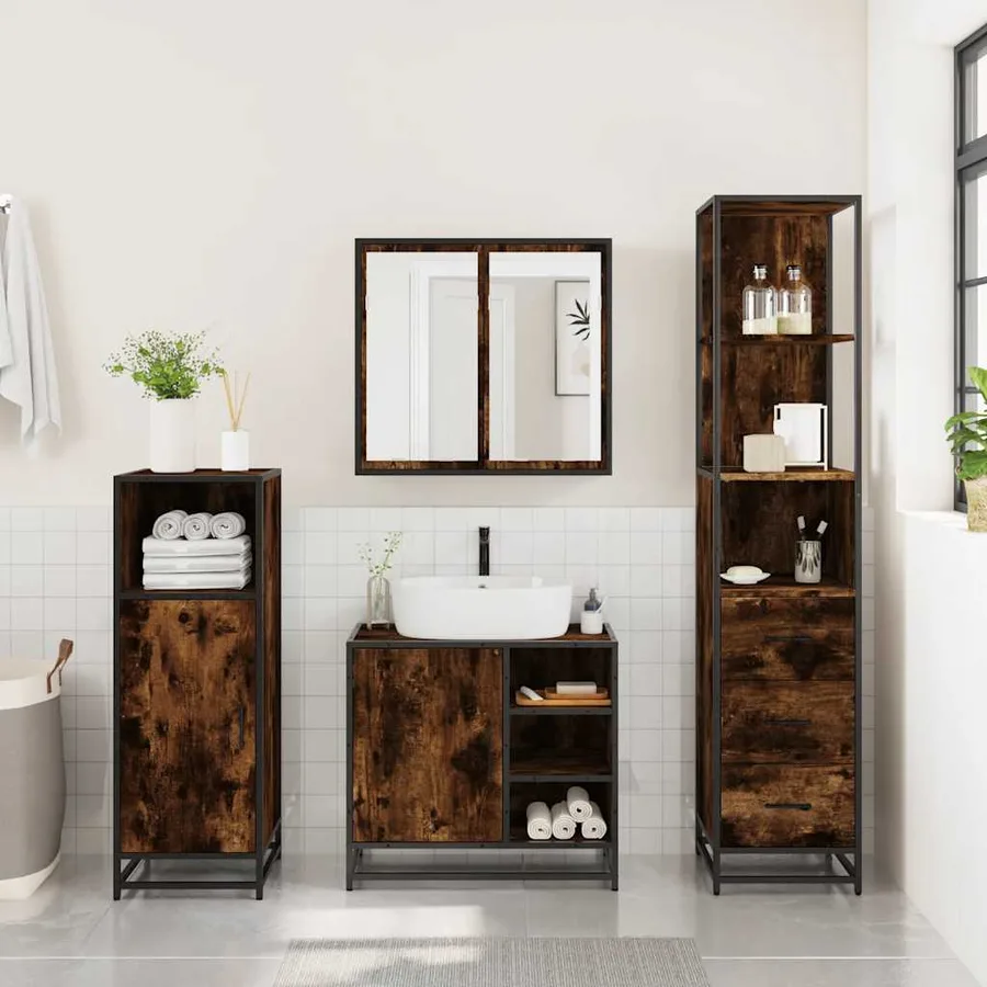 Ensemble de meubles de salle de bain 3 pcs Chêne fumé - 4