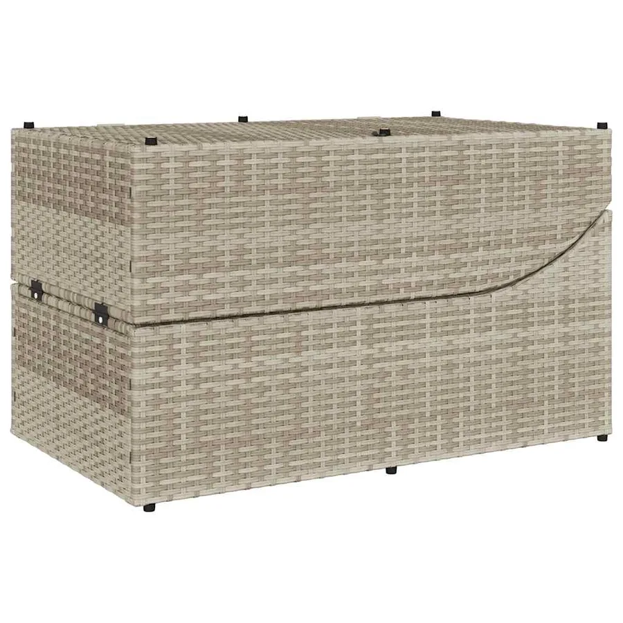Chaise longue pliante coussin et rangement gris clair polyrotin - 12