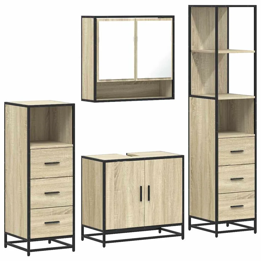 Ensemble de meubles de salle de bain 4 pcs chêne sonoma - 2