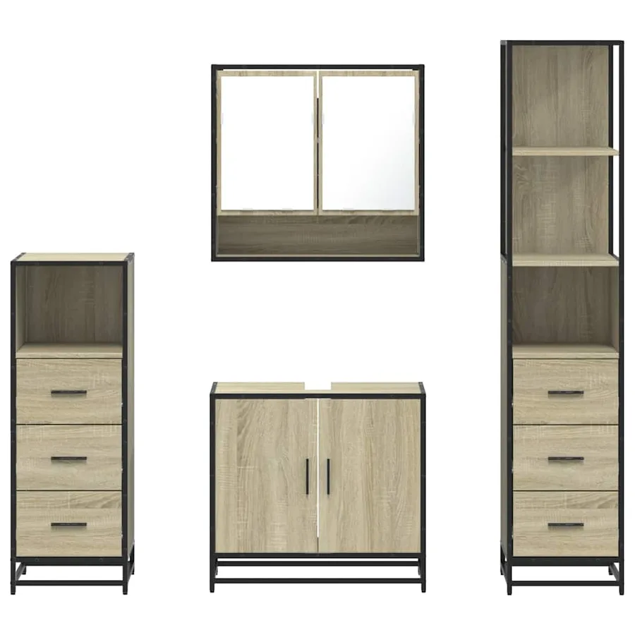 Ensemble de meubles de salle de bain 4 pcs chêne sonoma - 5
