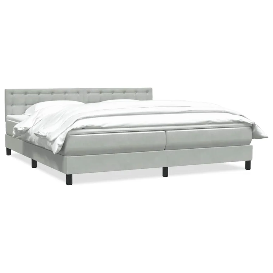 Sommier à lattes de lit et matelas gris clair 180x210cm velours - 2