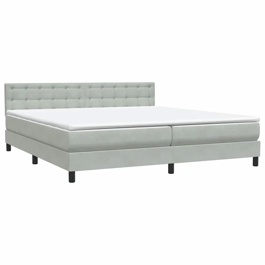 Sommier à lattes de lit et matelas gris clair 180x210cm velours - 4