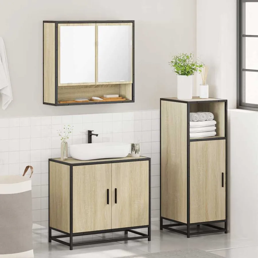 Ensemble de meubles de salle de bain 3 pcs chêne sonoma - 4