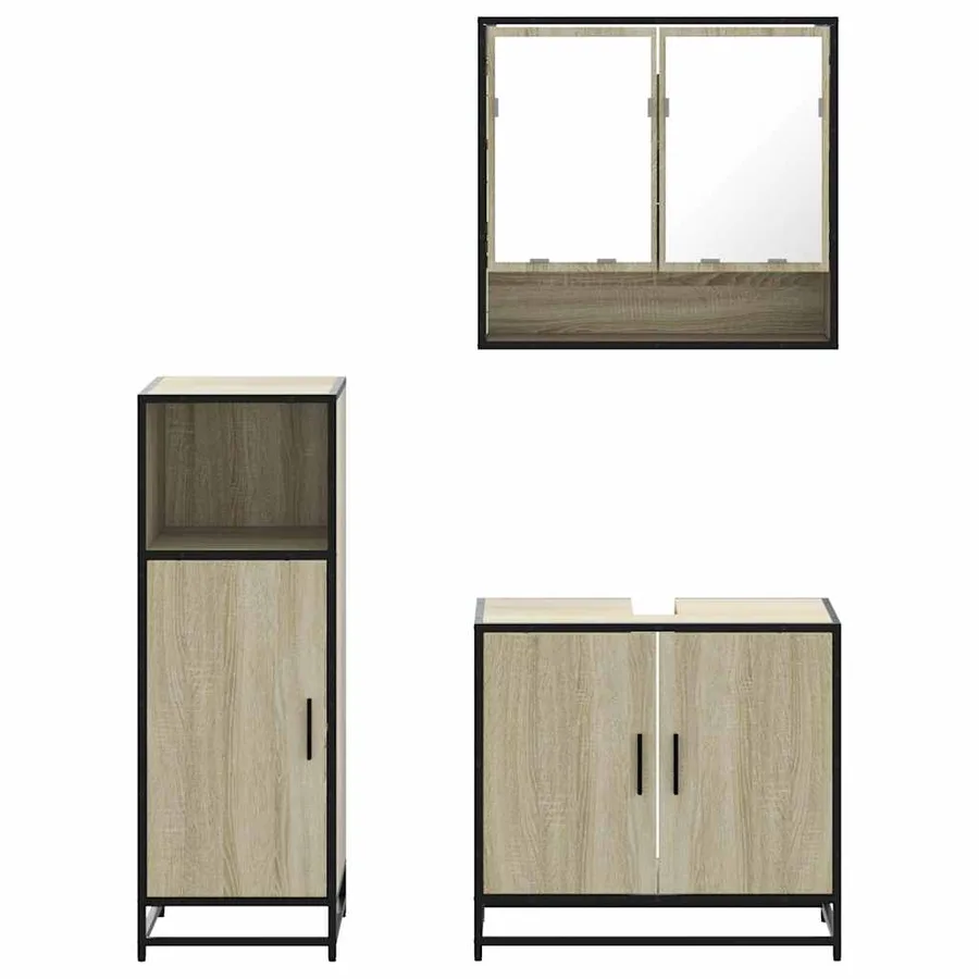 Ensemble de meubles de salle de bain 3 pcs chêne sonoma - 5