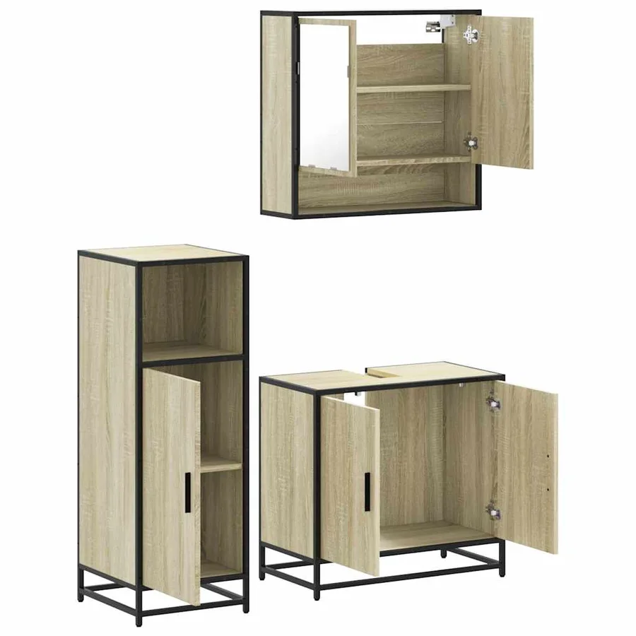 Ensemble de meubles de salle de bain 3 pcs chêne sonoma - 6
