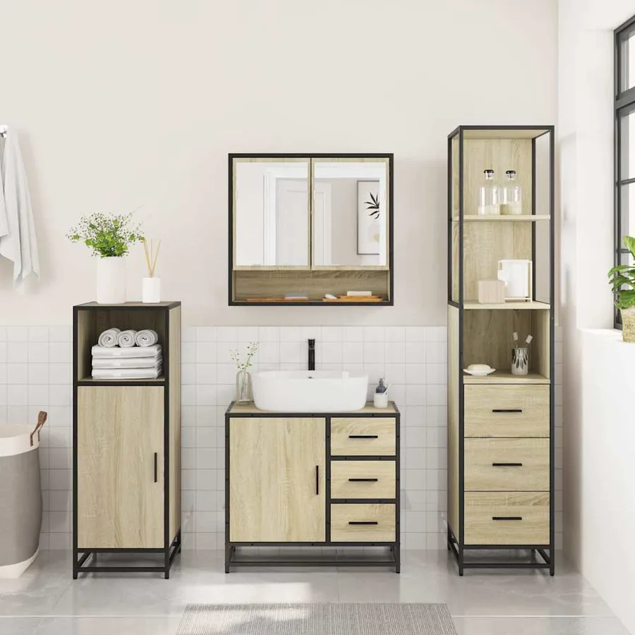 Ensemble de meubles de salle de bain 3 pcs chêne sonoma - 4