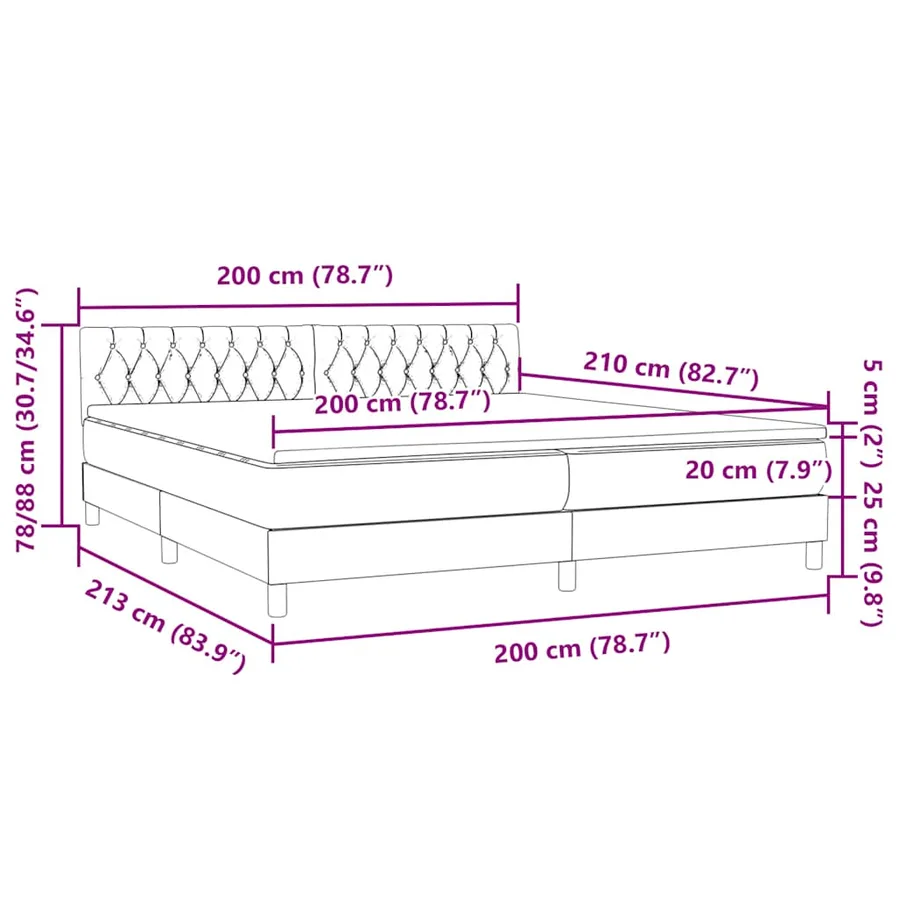 Sommier à lattes de lit avec matelas noir 200x210 cm Velours - 12