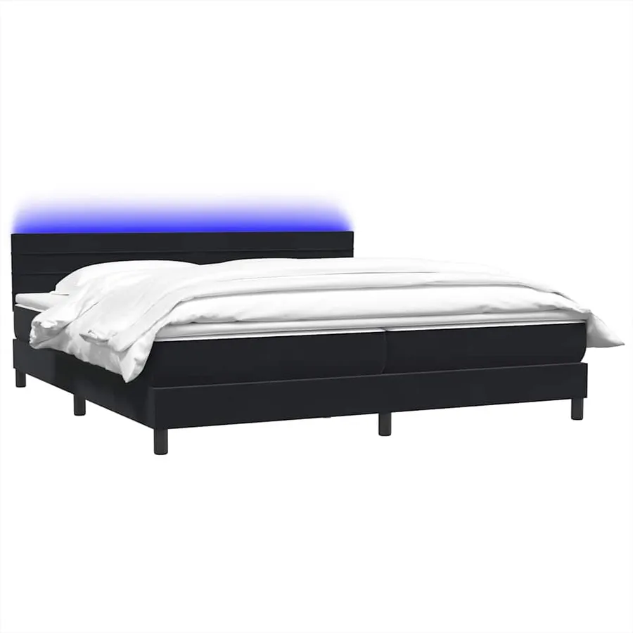 Sommier à lattes de lit avec matelas et LED noir 200x210 cm Velours - 3