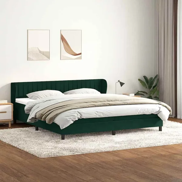 Sommier à lattes de lit et matelas vert foncé 180x210cm velours