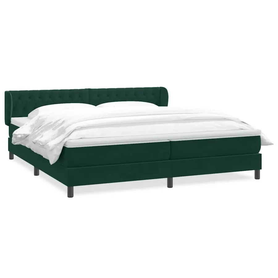 Sommier à lattes de lit et matelas vert foncé 180x210cm velours - 2