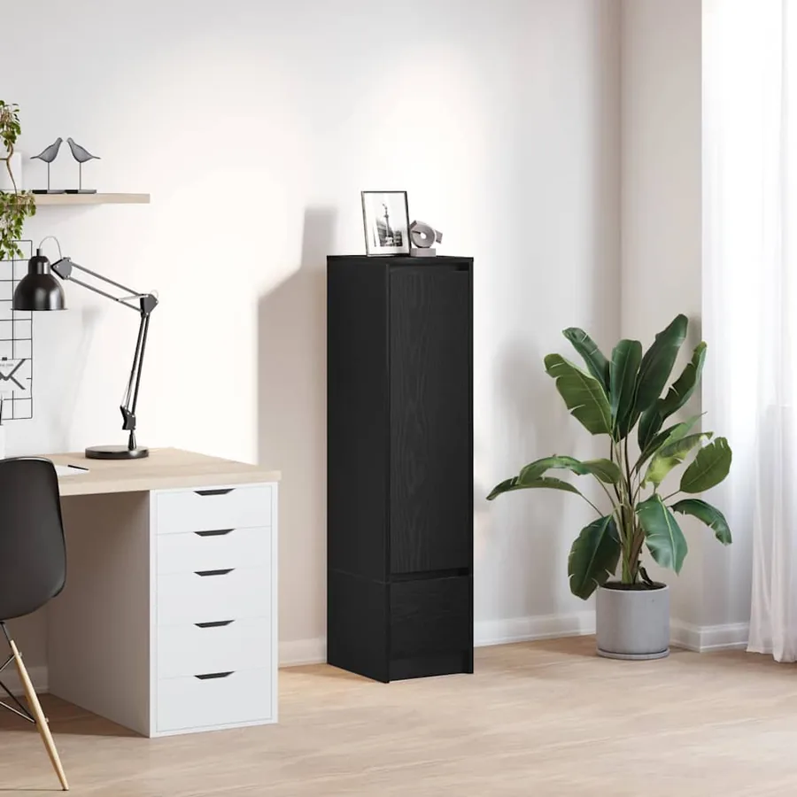 Buffet haut chêne noir 29,5x34x119,5 cm bois d'ingénierie