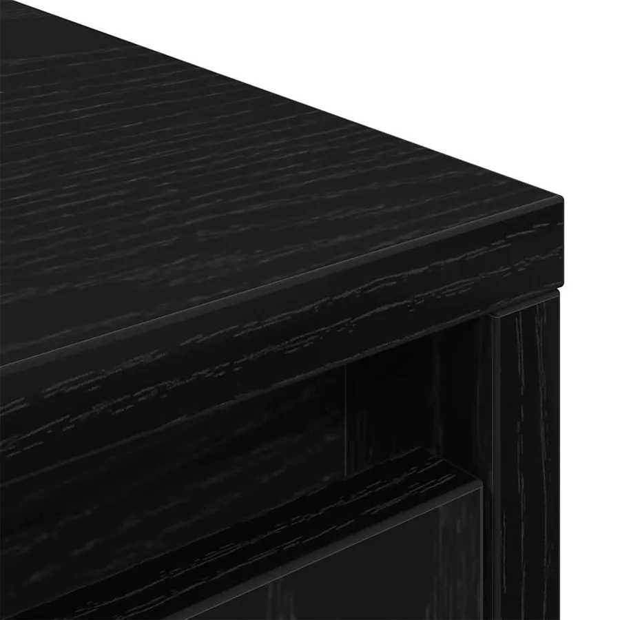 Buffet haut chêne noir 29,5x34x119,5 cm bois d'ingénierie - 10