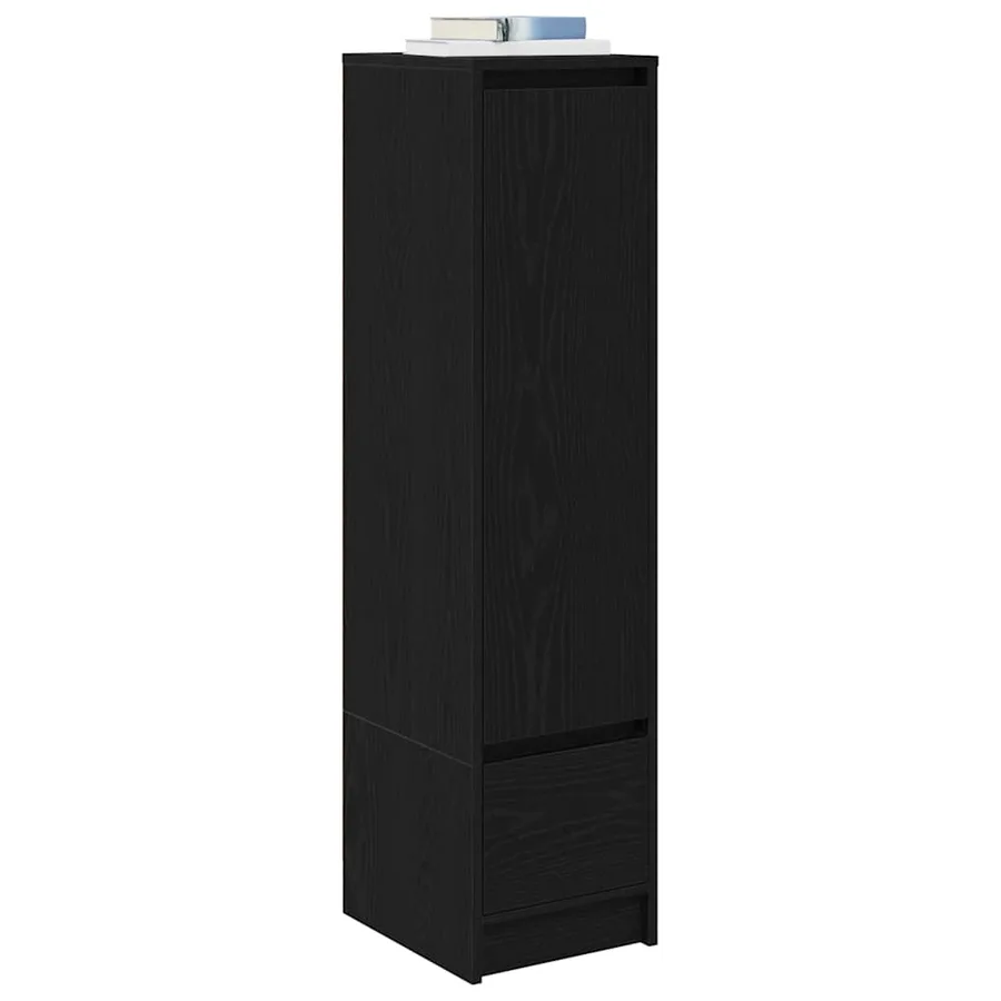 Buffet haut chêne noir 29,5x34x119,5 cm bois d'ingénierie - 4