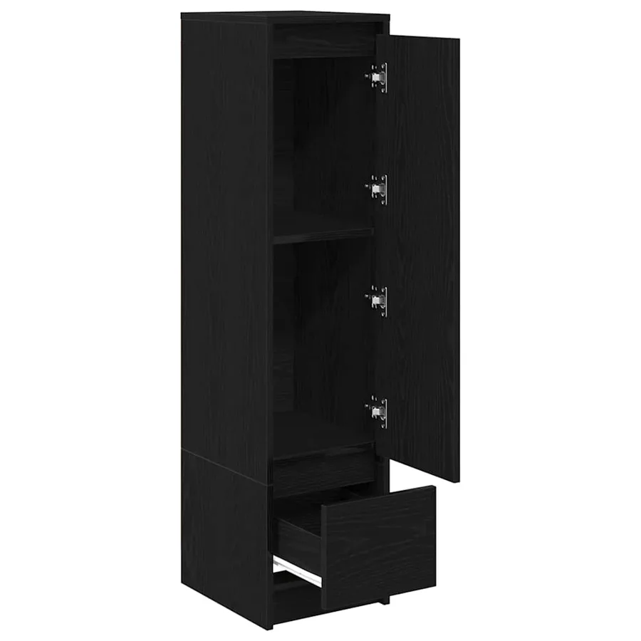 Buffet haut chêne noir 29,5x34x119,5 cm bois d'ingénierie - 5