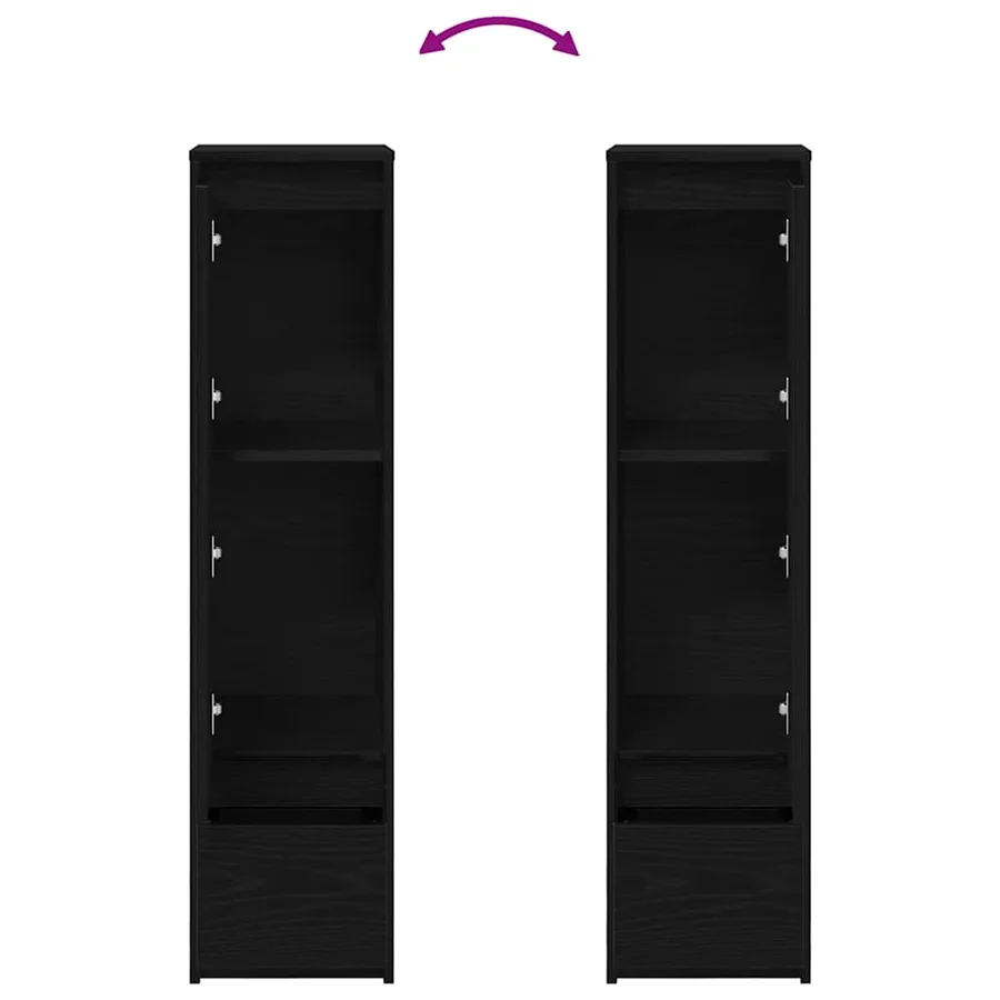 Buffet haut chêne noir 29,5x34x119,5 cm bois d'ingénierie - 9