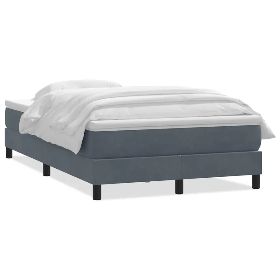 Sommier à lattes de lit et matelas gris foncé 120x210cm velours - 2