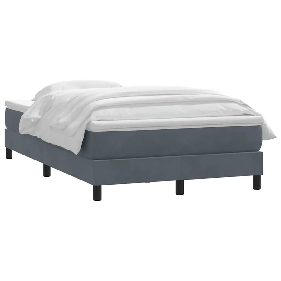 Sommier à lattes de lit et matelas gris foncé 120x210cm velours - 3