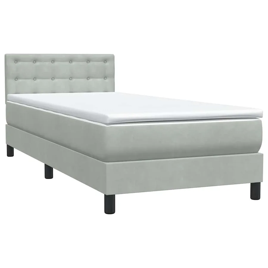 Sommier à lattes de lit et matelas gris clair 100x210cm velours - 4