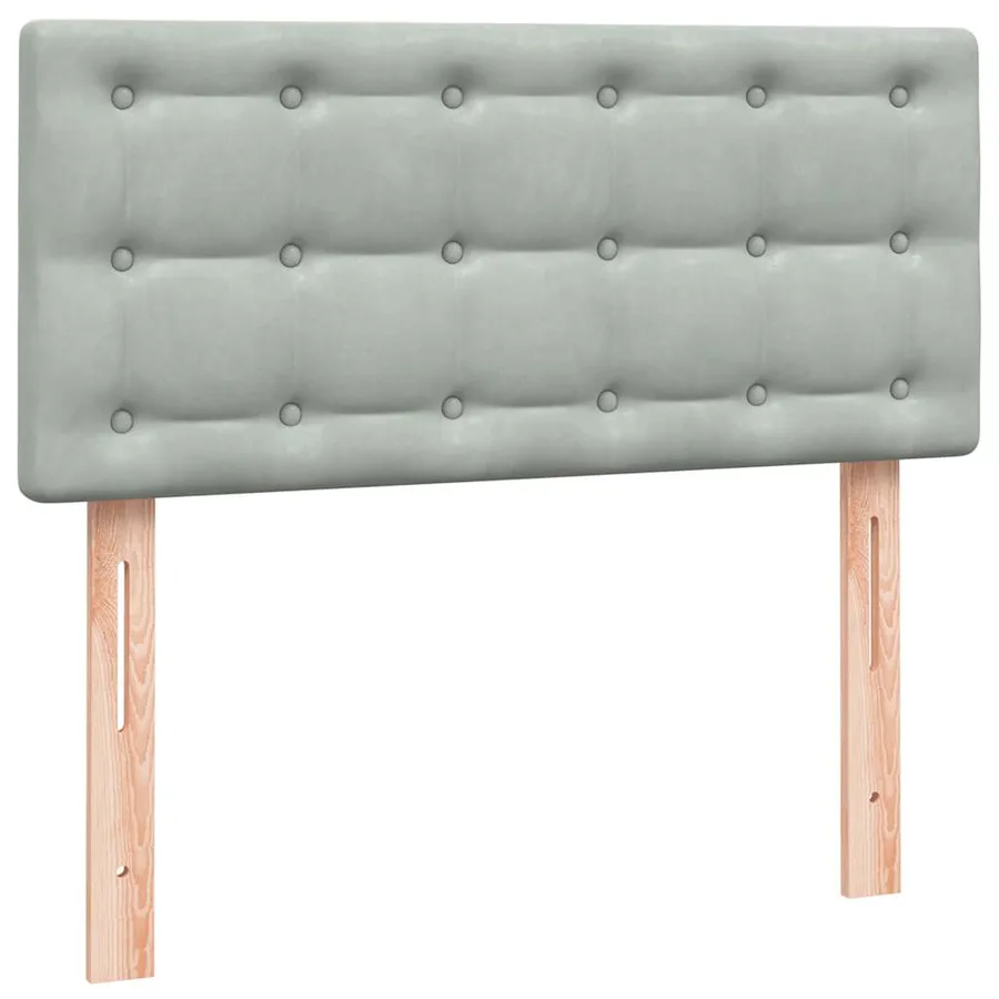 Sommier à lattes de lit et matelas gris clair 100x210cm velours - 6