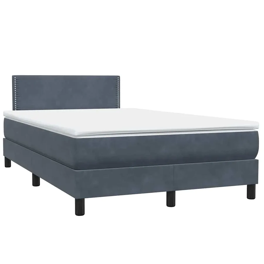 Sommier à lattes de lit et matelas et LED gris foncé 120x210cm velours - 5