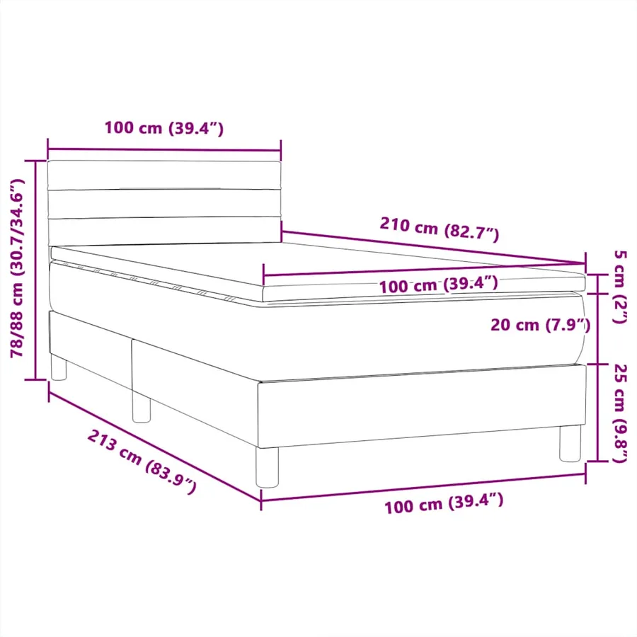 Sommier à lattes de lit et matelas gris clair 100x210cm velours - 12