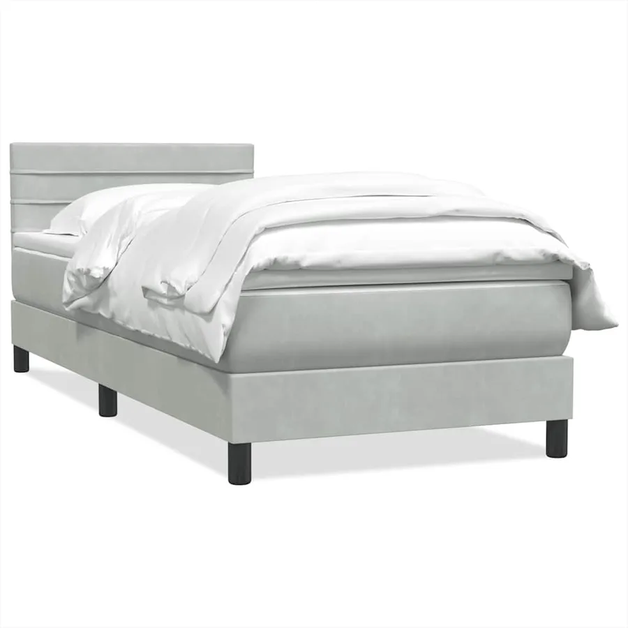 Sommier à lattes de lit et matelas gris clair 100x210cm velours - 2