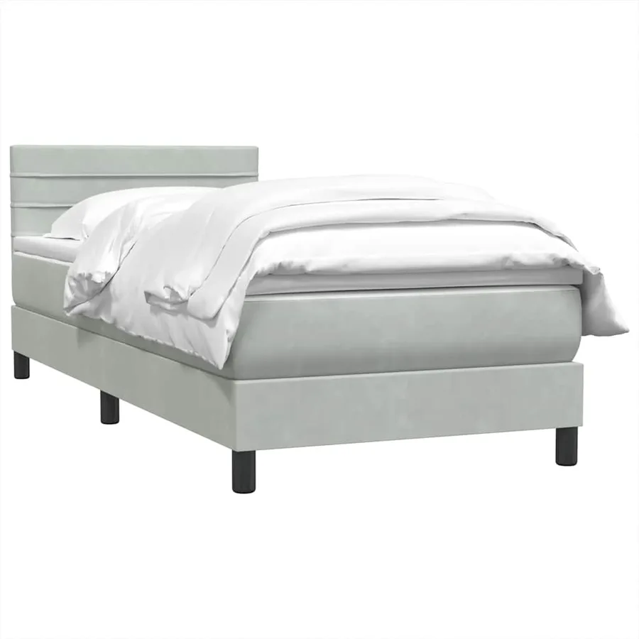 Sommier à lattes de lit et matelas gris clair 100x210cm velours - 3