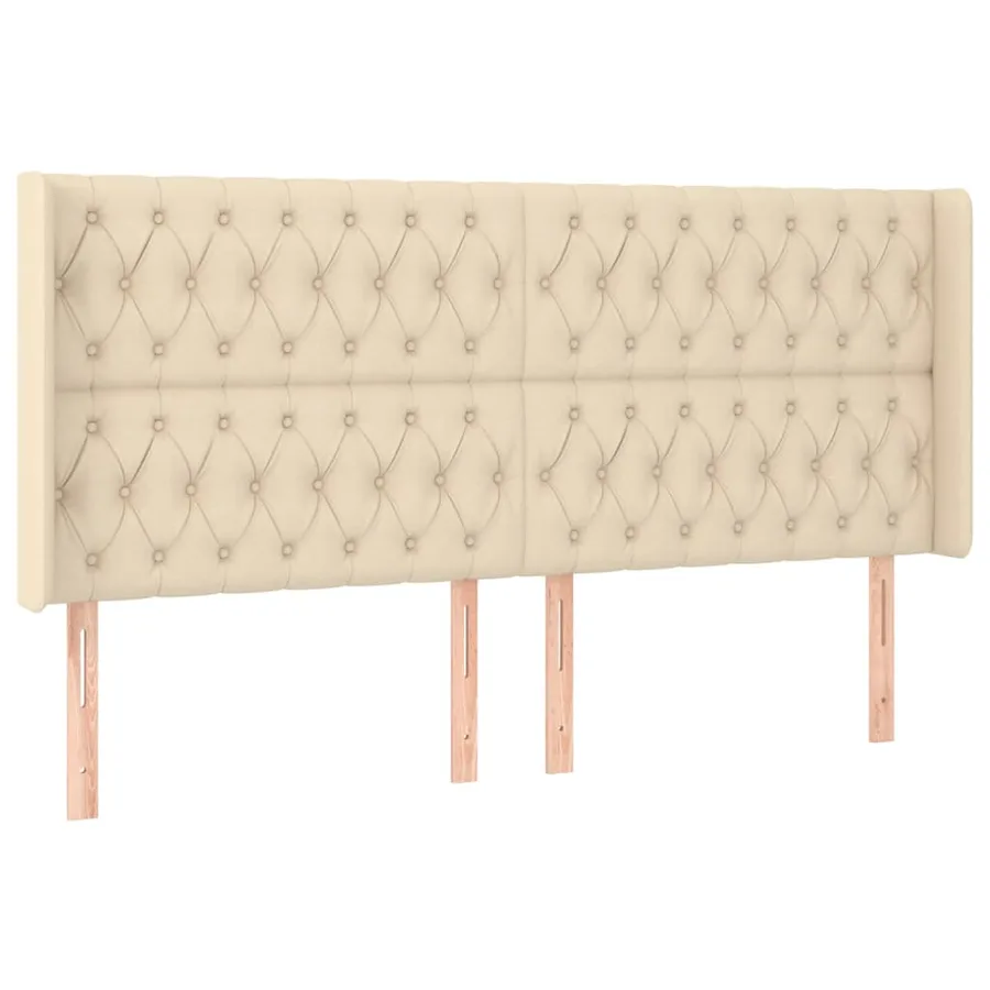 Sommier à lattes de lit matelas et LED Crème 180x200 cm Tissu - 7