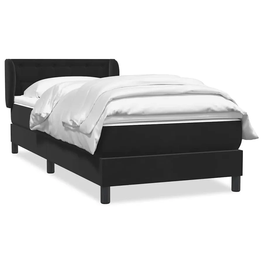 Sommier à lattes de lit avec matelas noir 90x210 cm velours - 2