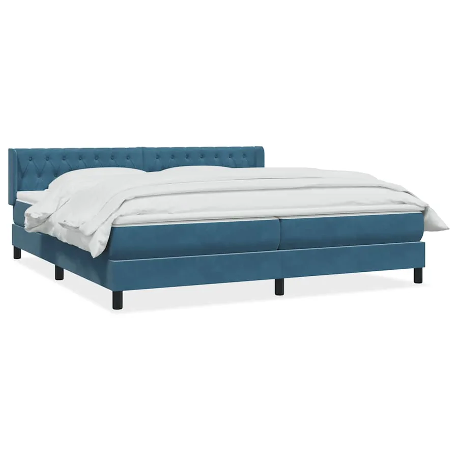 Sommier à lattes de lit et matelas bleu foncé 180x210cm velours - 2