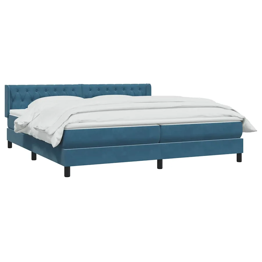 Sommier à lattes de lit et matelas bleu foncé 180x210cm velours - 3
