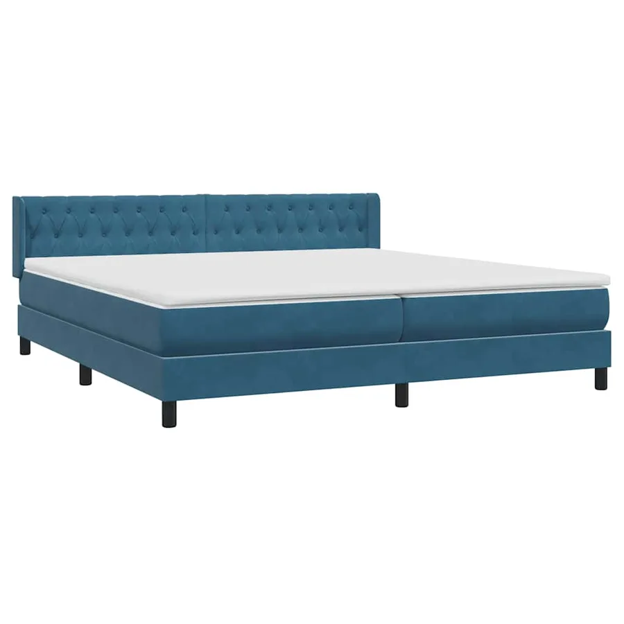 Sommier à lattes de lit et matelas bleu foncé 180x210cm velours - 4