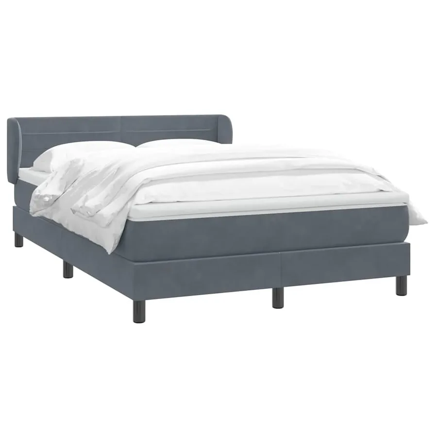 Sommier à lattes de lit et matelas gris foncé 140x210cm velours - 3