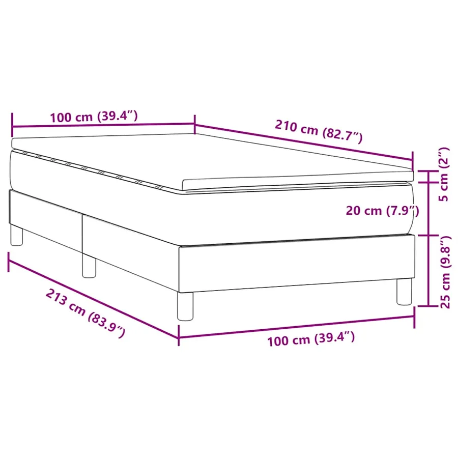 Sommier à lattes de lit et matelas gris clair 100x210cm velours - 11