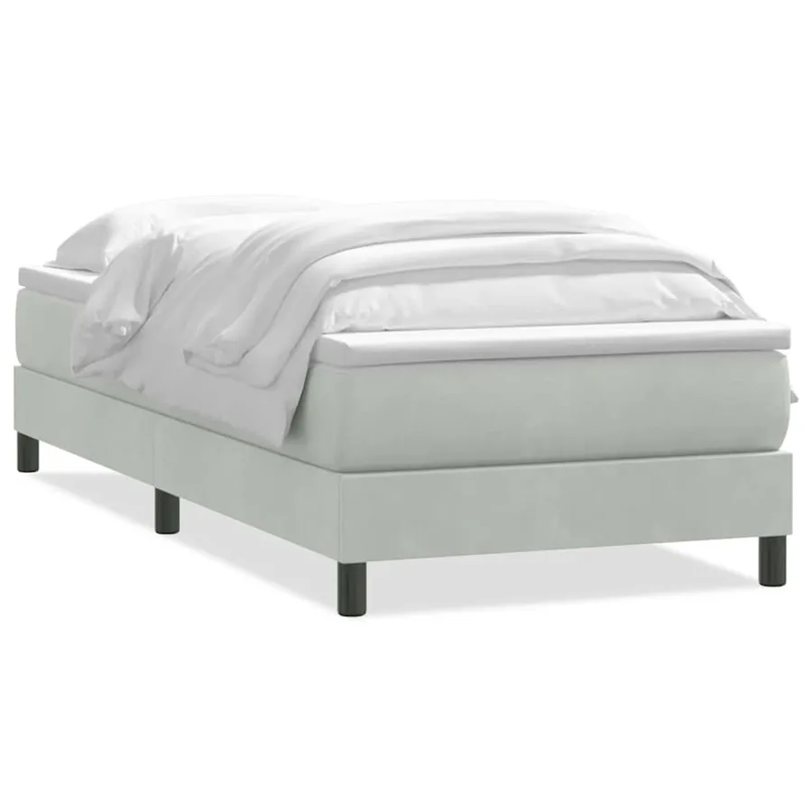 Sommier à lattes de lit et matelas gris clair 100x210cm velours - 2