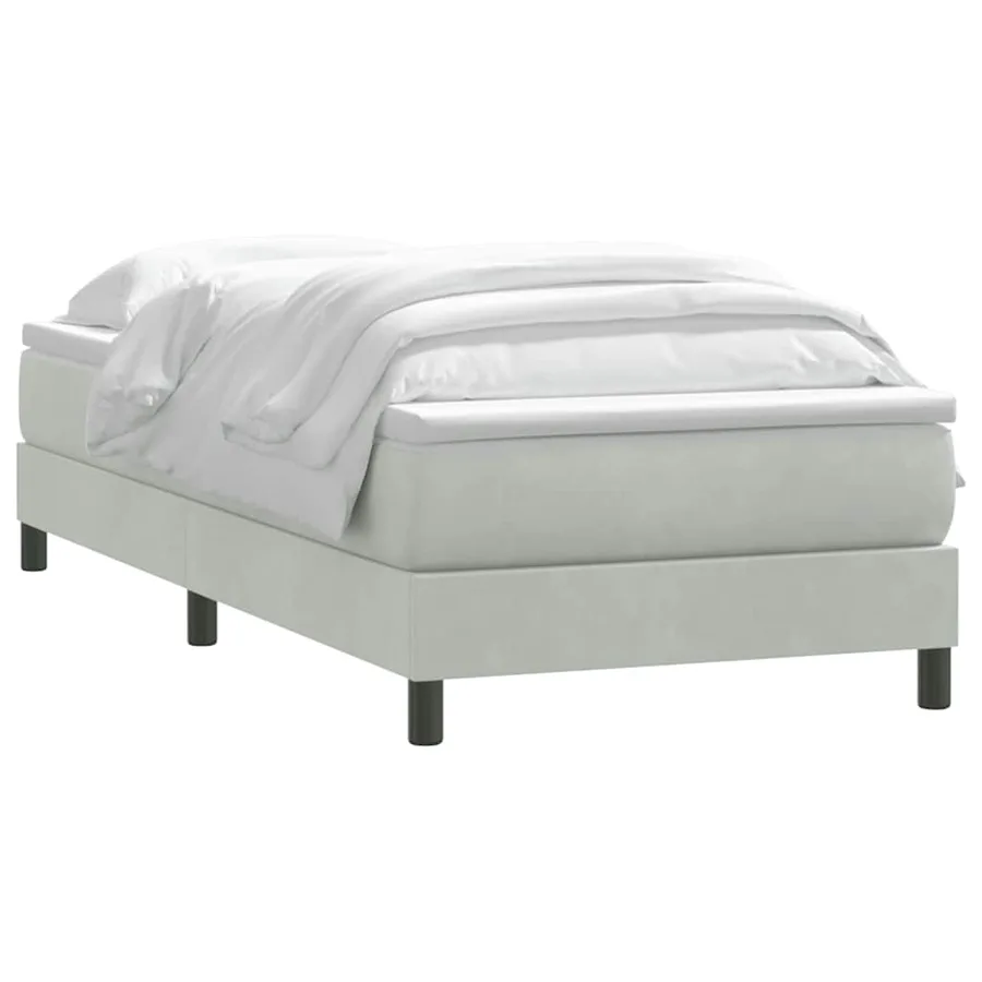 Sommier à lattes de lit et matelas gris clair 100x210cm velours - 3