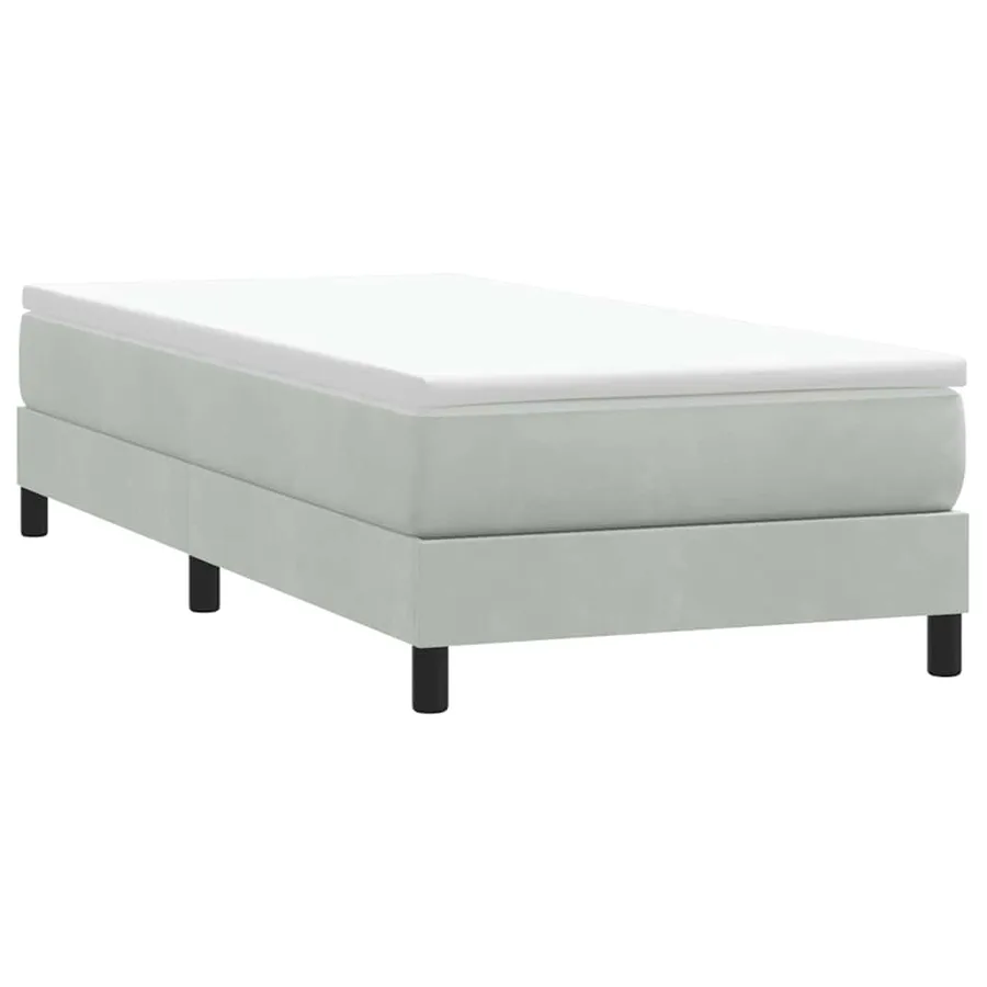Sommier à lattes de lit et matelas gris clair 100x210cm velours - 5