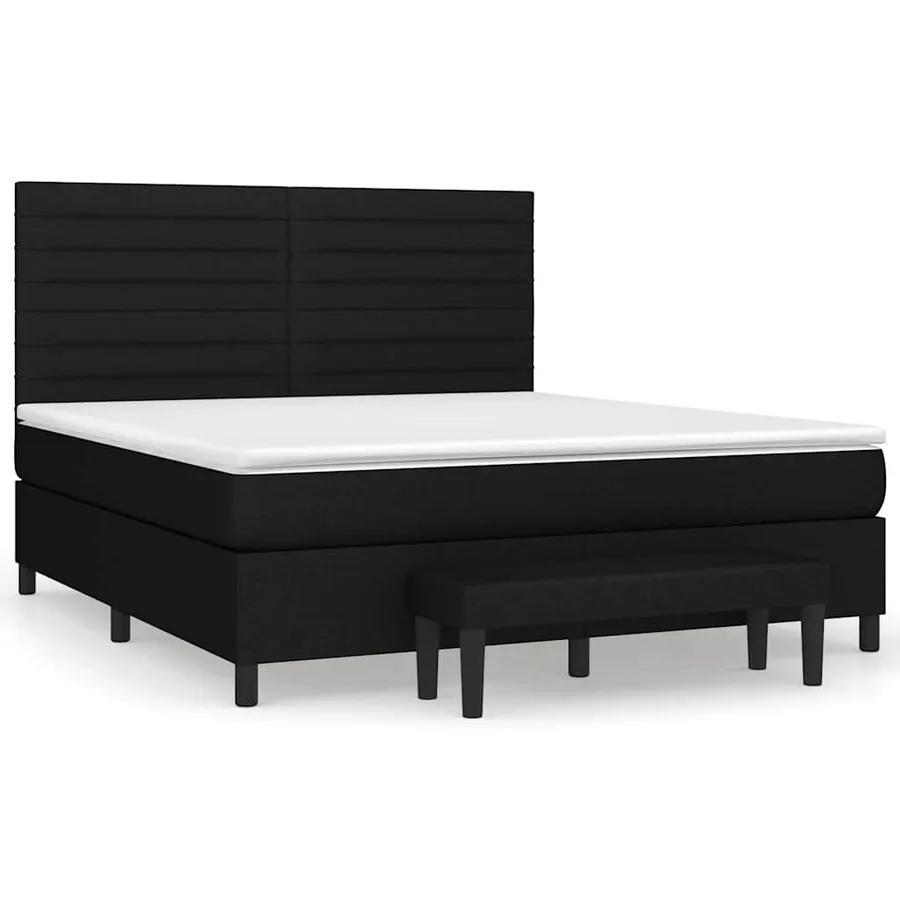 Sommier à lattes de lit avec matelas Noir 180x200 cm Tissu - 2