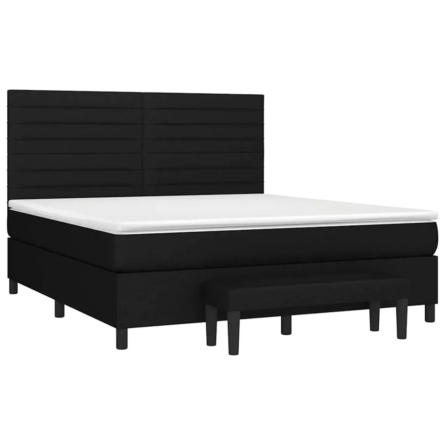 Sommier à lattes de lit avec matelas Noir 180x200 cm Tissu - 3