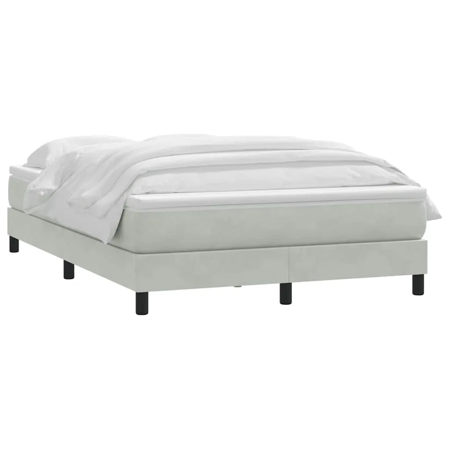 Sommier à lattes de lit et matelas gris clair 140x210cm velours - 3