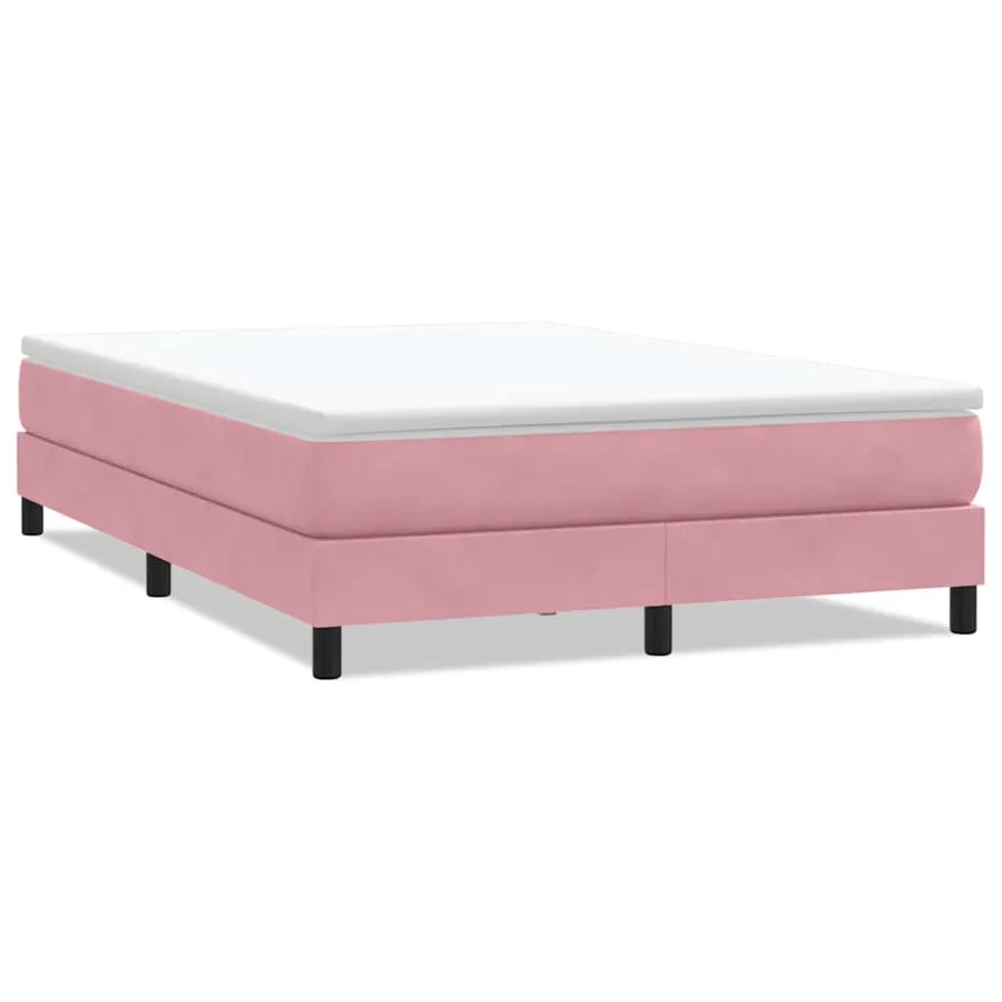 Sommier à lattes de lit sans matelas rose 140x210 cm velours - 2
