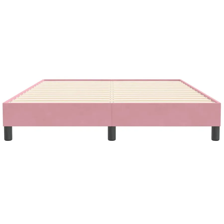 Sommier à lattes de lit sans matelas rose 140x210 cm velours - 5