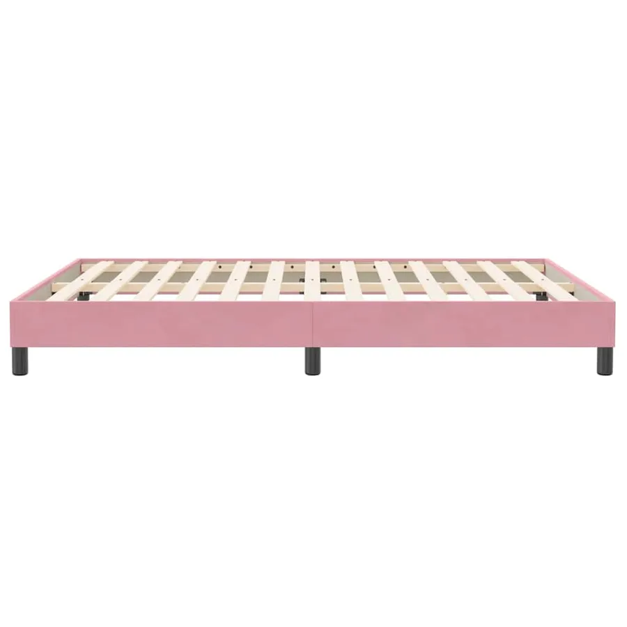Sommier à lattes de lit sans matelas rose 140x210 cm velours - 6