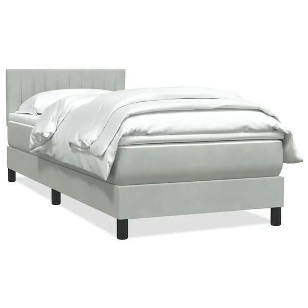 Sommier à lattes de lit et matelas gris clair 100x210cm velours